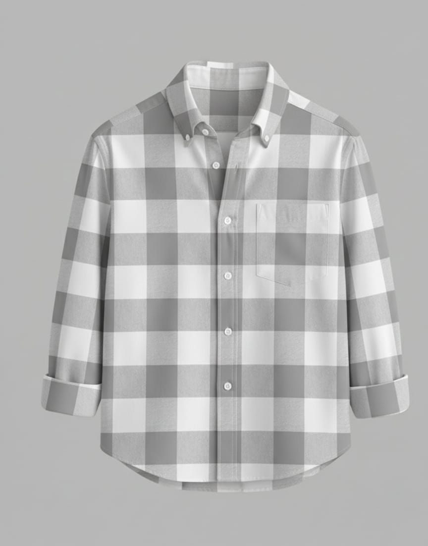 Men's off white check shirt