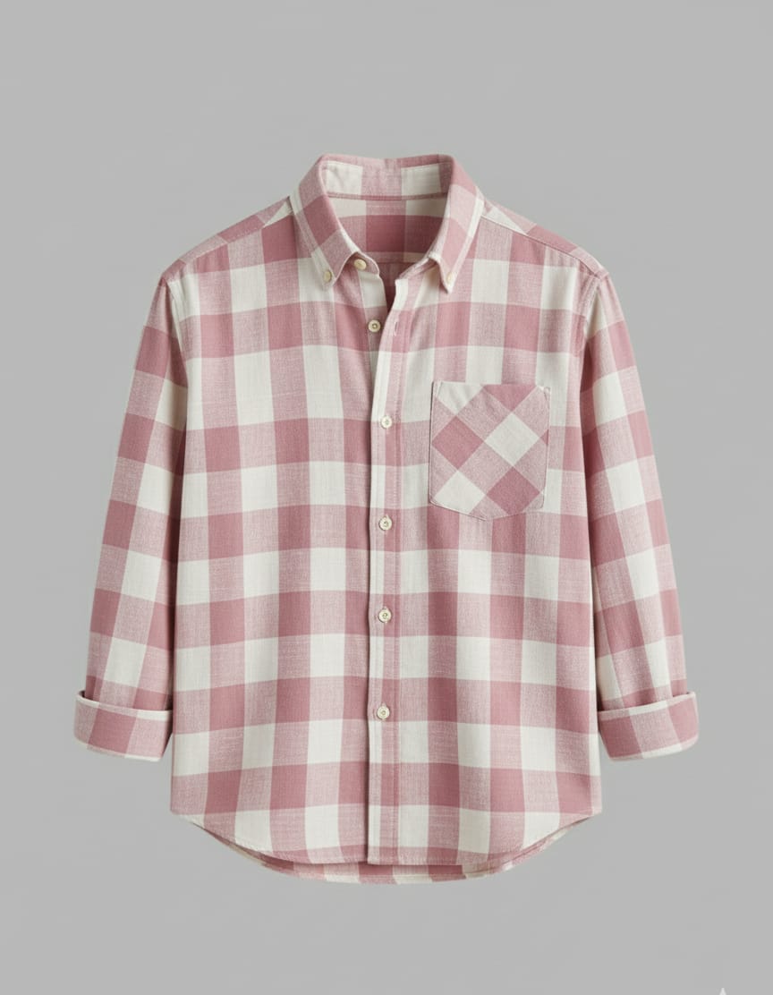 Men's light pink check shirt