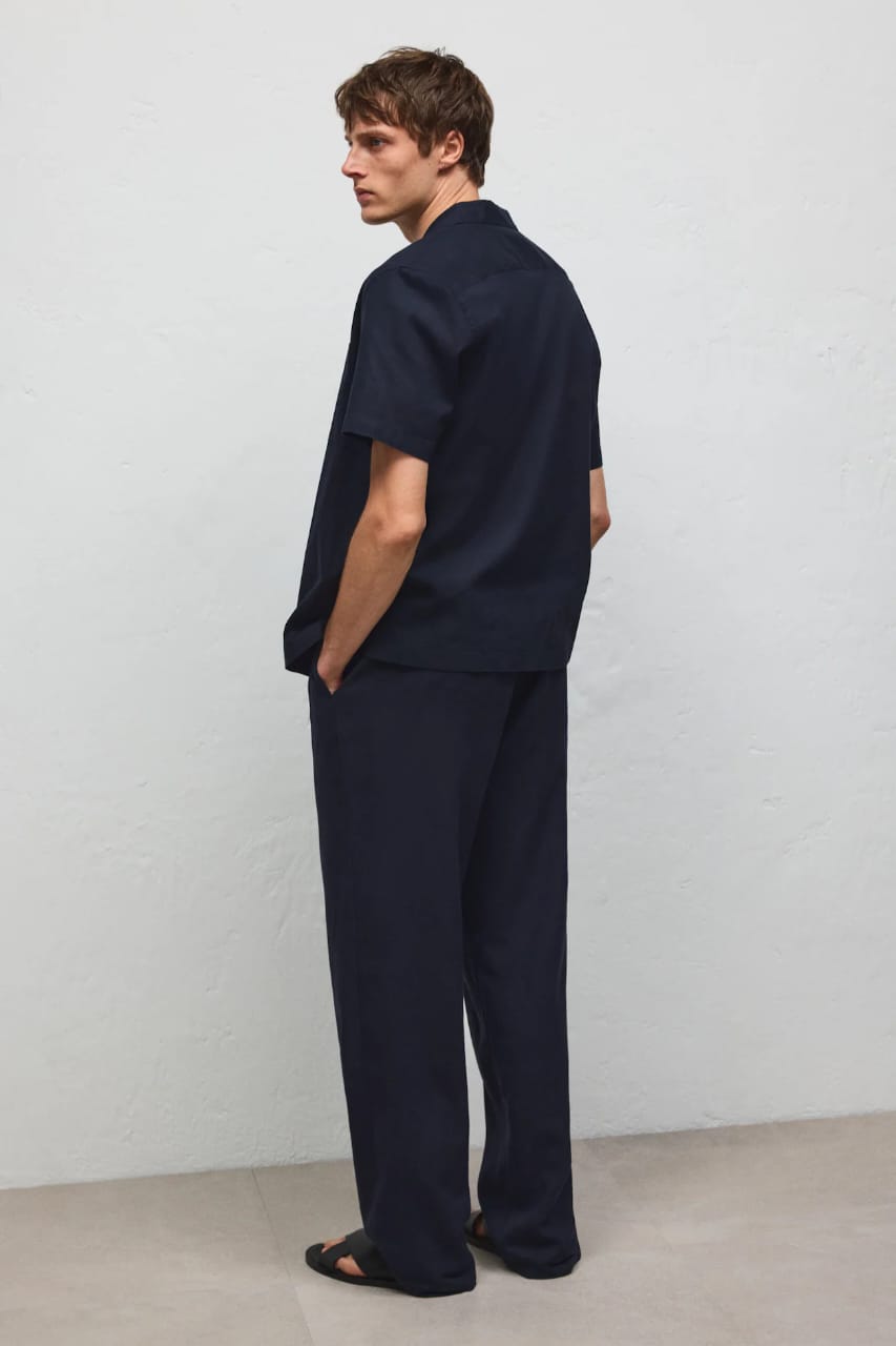 RELAXED FIT LINEN-BLEND TROUSERS