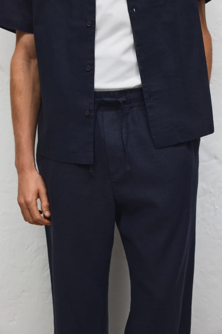 RELAXED FIT LINEN-BLEND TROUSERS