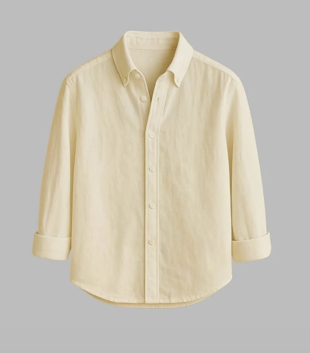 Asethly Classic Off-White Linen-Blend Long Sleeve Shirt