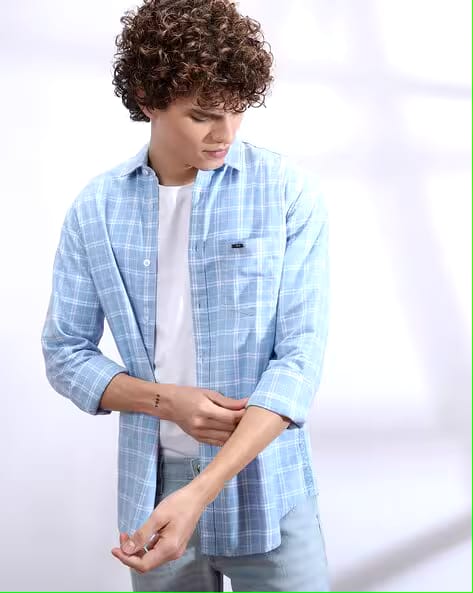Men's sky check shirt