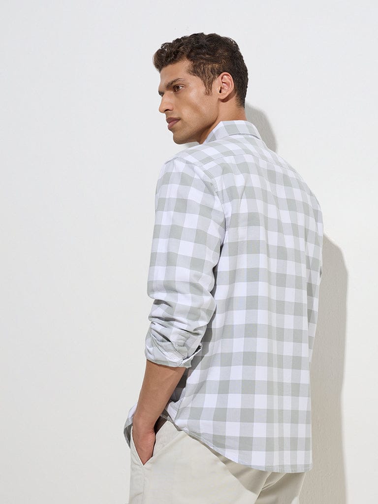 Men's off white check shirt