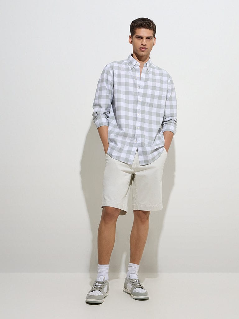 Men's off white check shirt