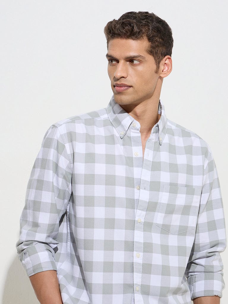 Men's off white check shirt